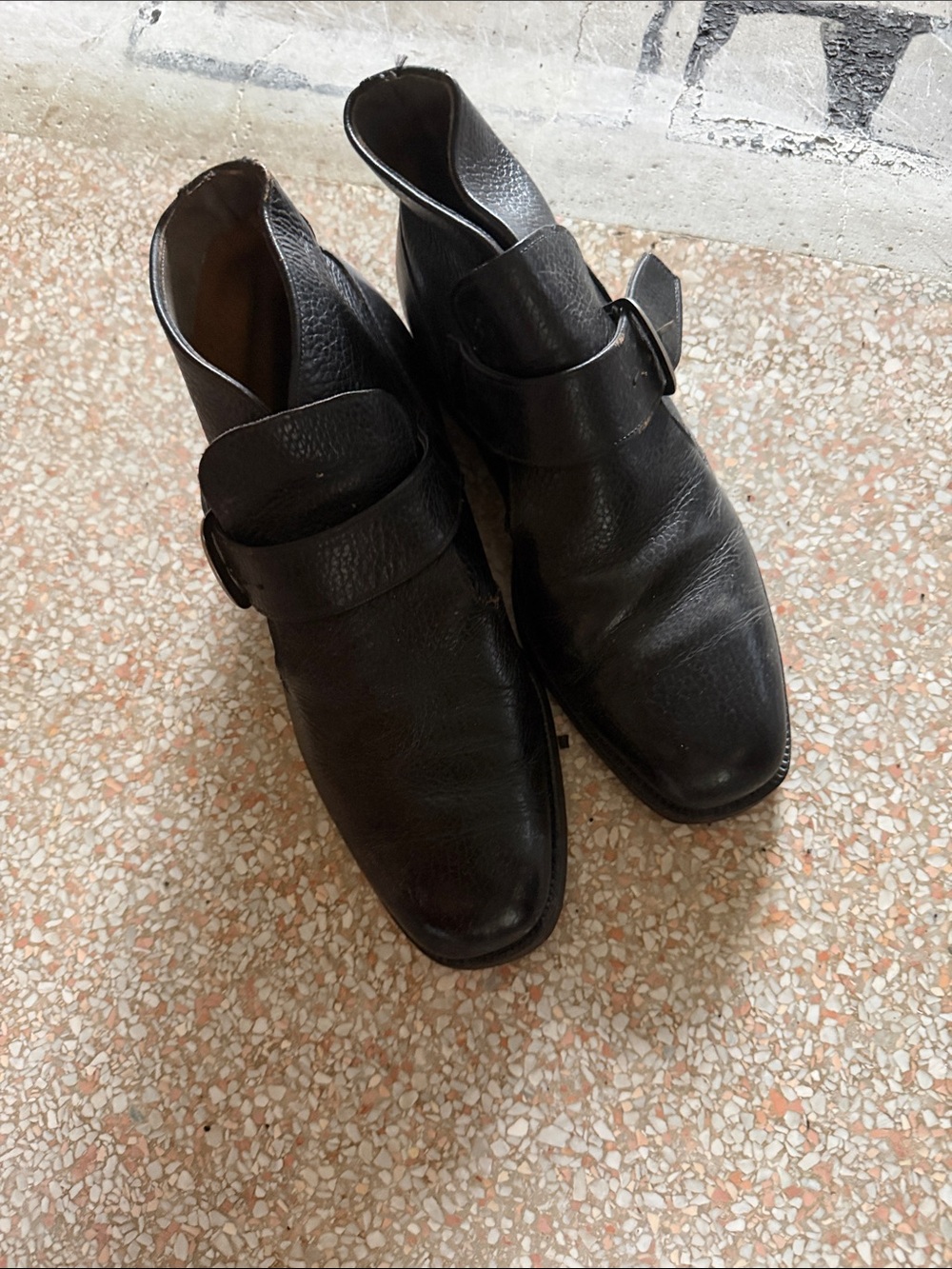 Men's Black Leather Chukka Boots with Buckle